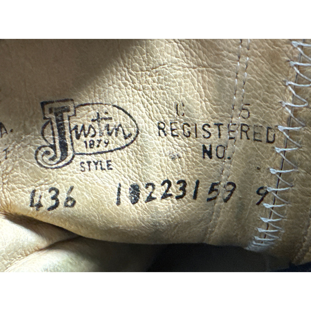 Justin 436 Men’s Lace-Up Black Leather Western Boots - Size 8.5 D - Picture 7 of 7
